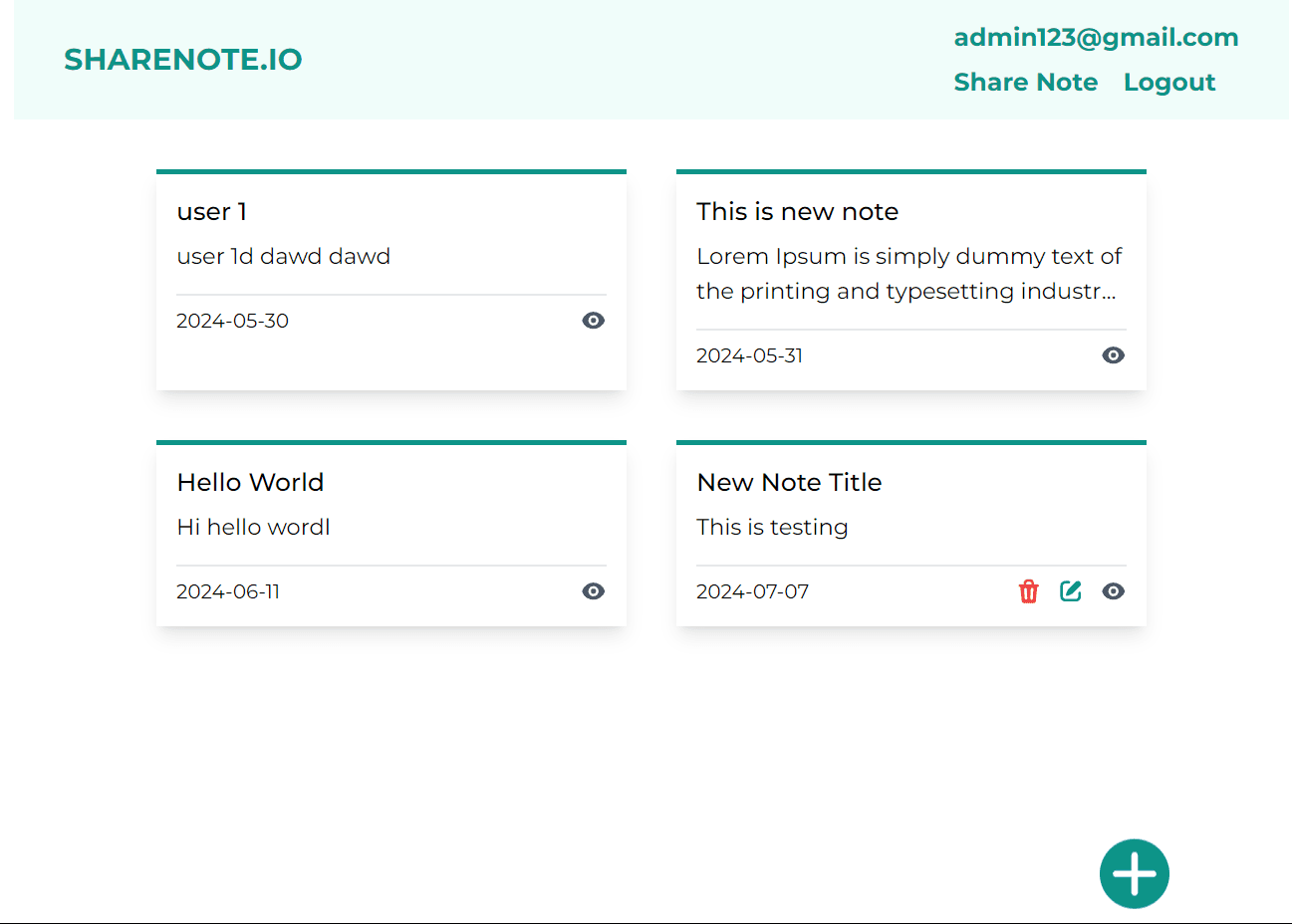 Share Note screenshot